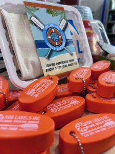 boating key chains adorned with Hub Labels Rescue Squad logo