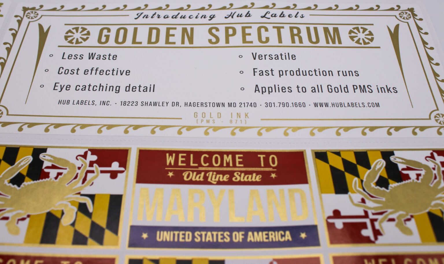 Golden Spectrum Ink for affordable label printing, available in all Gold PMS inks